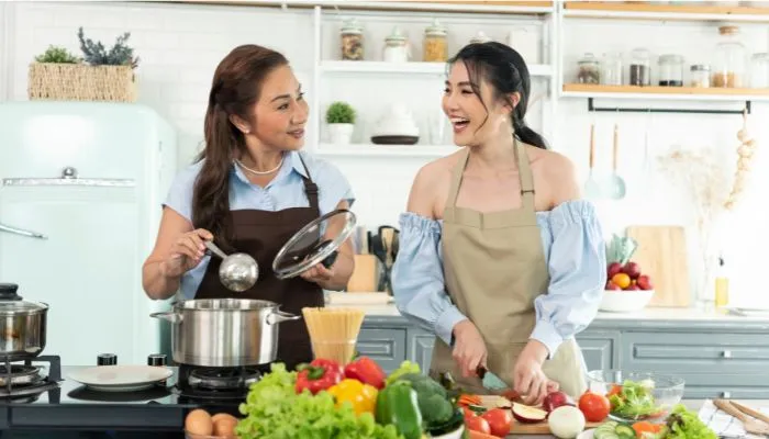 Mom and Daughter Cooking