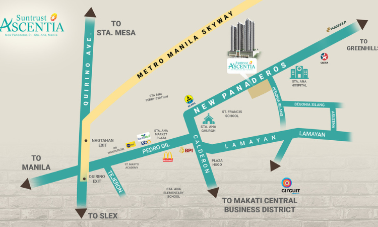 Vicinity Map going to Suntrust Ascentia