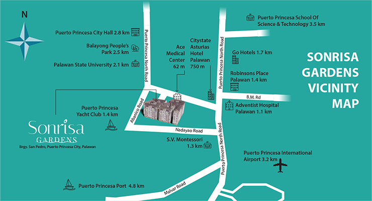 vicinity map, sonrisa gardens, palawan